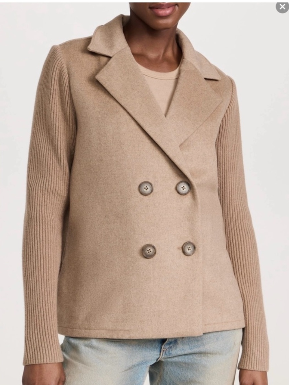 Splendid Double-Breasted Singrid Camel Pea jacket/ sweater. NWT. Size XL.